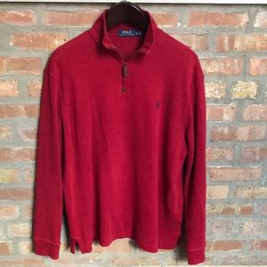 Polo Ralph Lauren cotton quarter-zip pullover sweater.